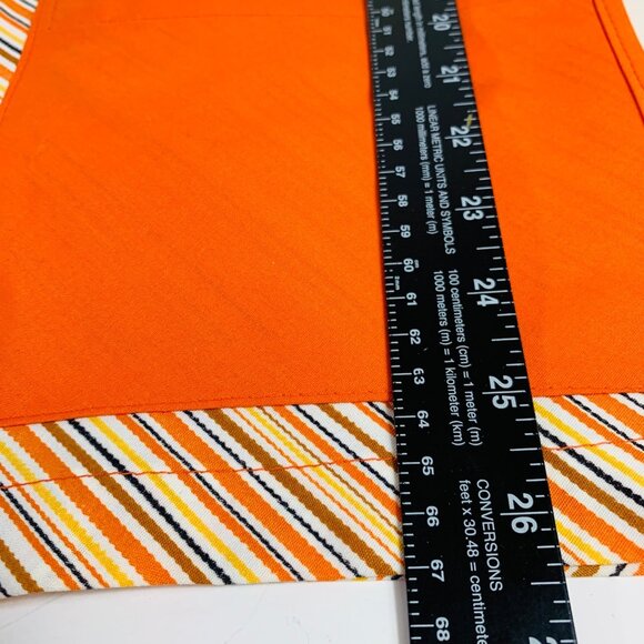 Retro 70s Angelica Striped Apron Vest Sz L Pockets Orange Yellow Kitchy Kitchen - Picture 7 of 11